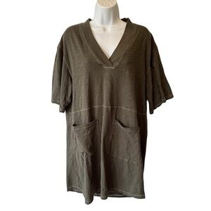 Natural Life Charlie T-shirt mini dress XS Olive green Oversized relaxed V-neck